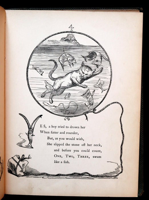 1863 Scarce First Edition - THE NINE LIVES OF A CAT - Tale of Wonder illustrated by Charles H. Bennett.