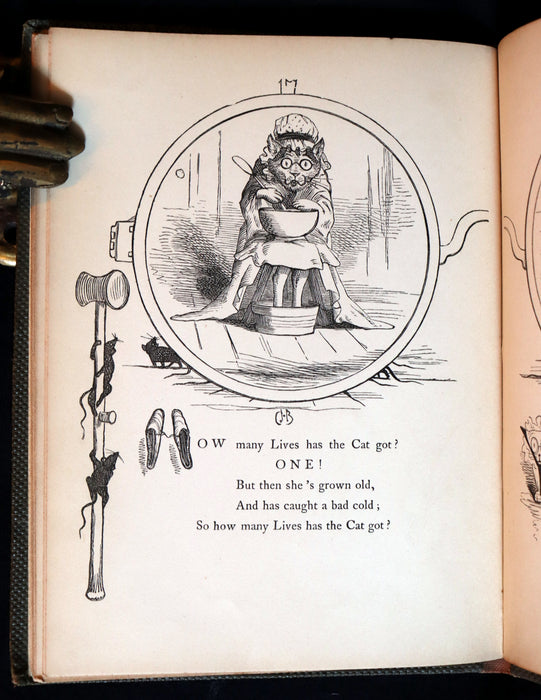 1863 Scarce First Edition - THE NINE LIVES OF A CAT - Tale of Wonder illustrated by Charles H. Bennett.