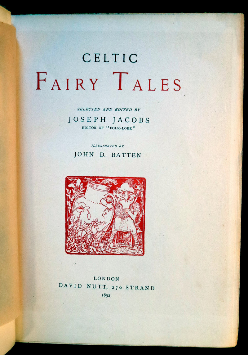 1892 Rare First Edition - CELTIC FAIRY TALES by J. Jacobs Illustrated by J.D. Batten.