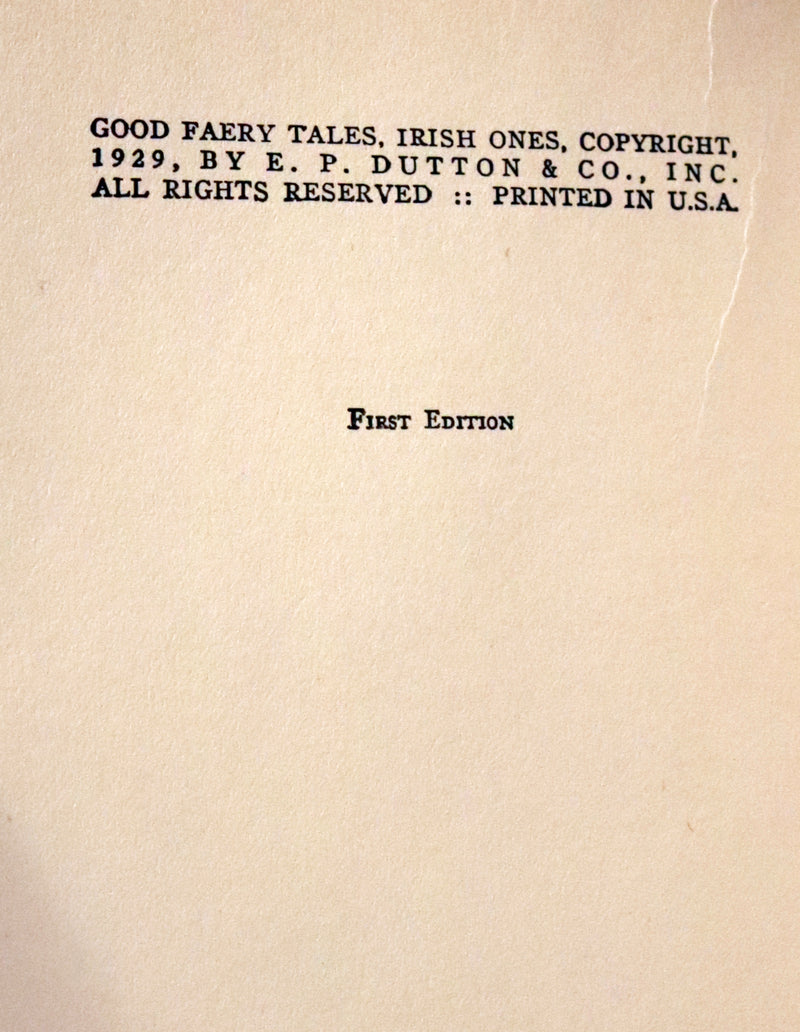 1929 Scarce First Edition - Good Faery (Fairy) Tales - Irish Ones by Jo McMahon Illustrated.
