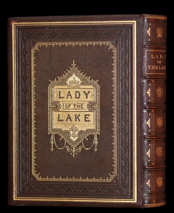 1866 Rare Book in a beautiful binding ~ The LADY OF THE LAKE by Sir Walter Scott Illustrated by J. Gilbert.