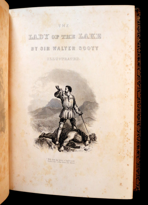 1866 Rare Book in a beautiful binding ~ The LADY OF THE LAKE by Sir Walter Scott Illustrated by J. Gilbert.