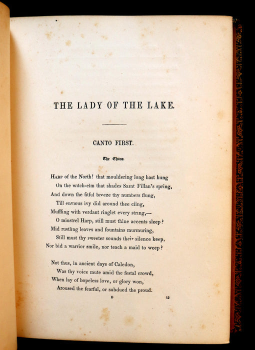 1866 Rare Book in a beautiful binding ~ The LADY OF THE LAKE by Sir Walter Scott Illustrated by J. Gilbert.