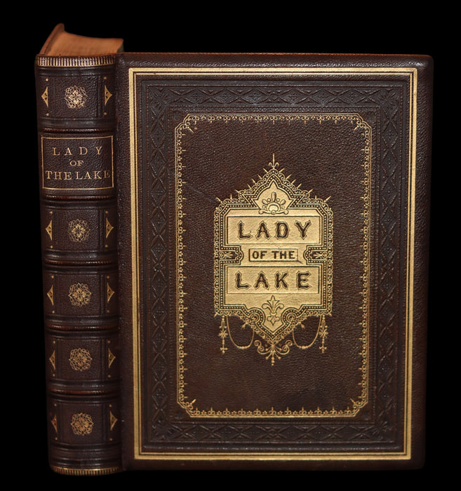 1866 Rare Book in a beautiful binding ~ The LADY OF THE LAKE by Sir Walter Scott Illustrated by J. Gilbert.