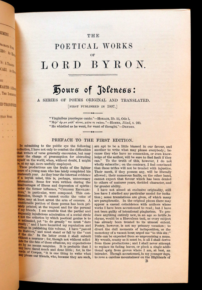 1912 Rare book bound by Ramage - Lord Byron's Poetical Works including DON JUAN, The Prophecy of Dante, etc.