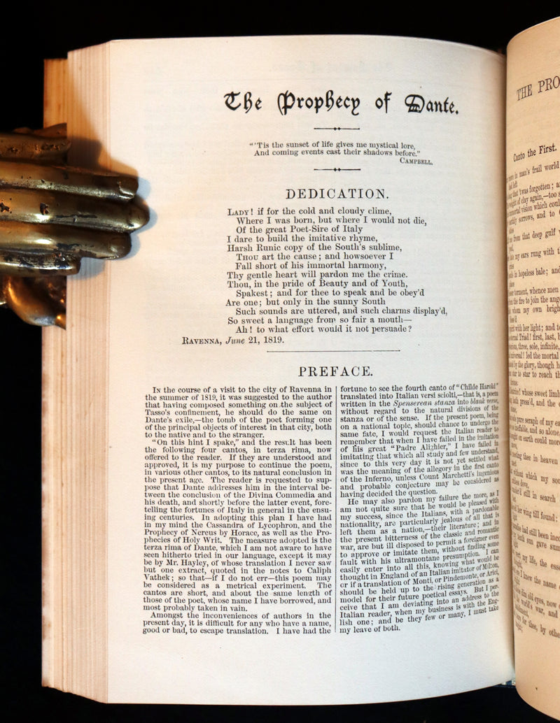 1912 Rare book bound by Ramage - Lord Byron's Poetical Works including DON JUAN, The Prophecy of Dante, etc.