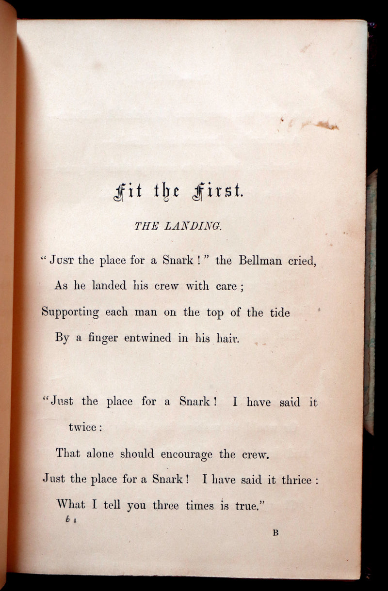 1876 Rare First Edition in a nice binding - The Hunting of the SNARK by Lewis Carroll. Illustrated by Henry Holiday.