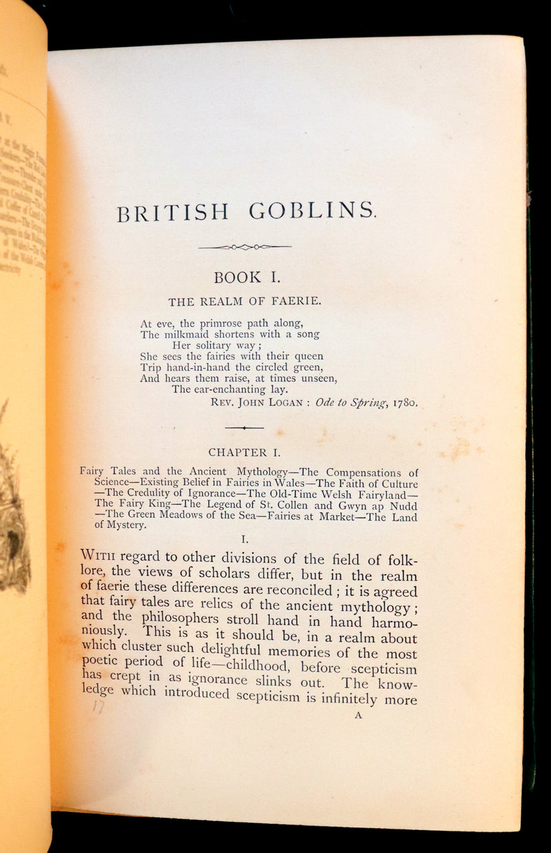 1881 Scarce First US Edition - BRITISH GOBLINS, Welsh Folk-lore & Fairy Mythology by Wirt Sikes.