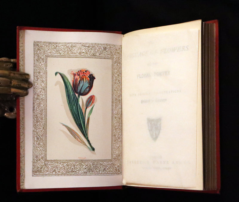 1870 Scarce Illustrated Floriography Book ~ The Language of Flowers Including Floral Poetry.