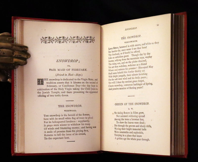 1870 Scarce Illustrated Floriography Book ~ The Language of Flowers Including Floral Poetry.