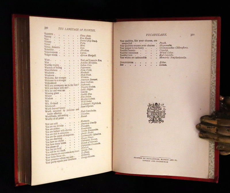 1870 Scarce Illustrated Floriography Book ~ The Language of Flowers Including Floral Poetry.