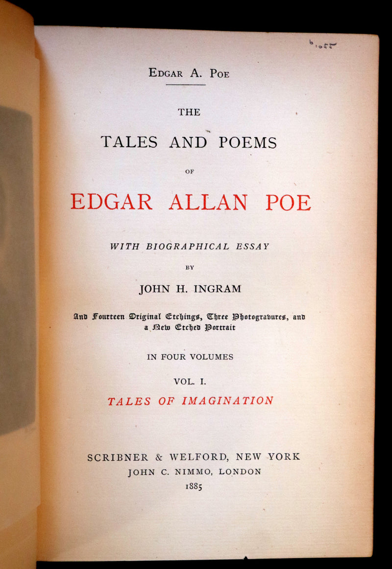 1885 Scarce Book Set - The Tales and Poems of Edgar Allan Poe. Limited Illustrated Edition.