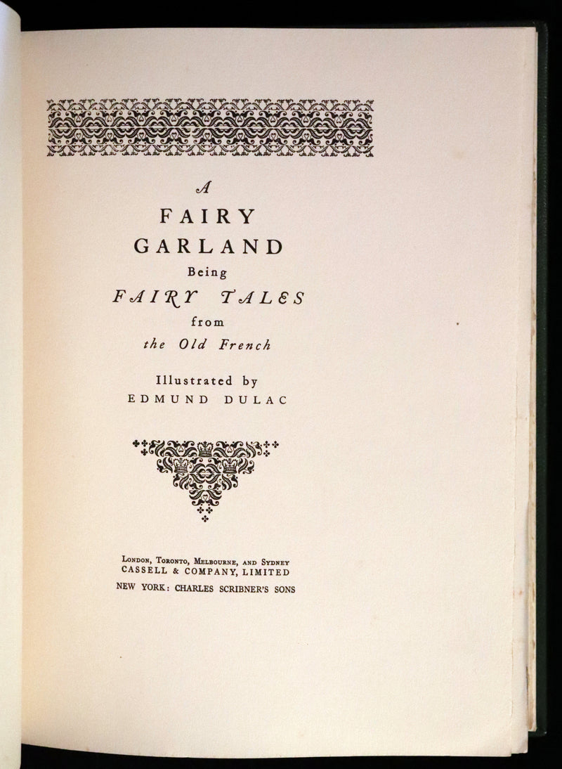 1928 Rare 1st Limited Signed Edition bound by ASPREY - A FAIRY GARLAND Being Fairy Tales from the Old French by EDMUND DULAC.