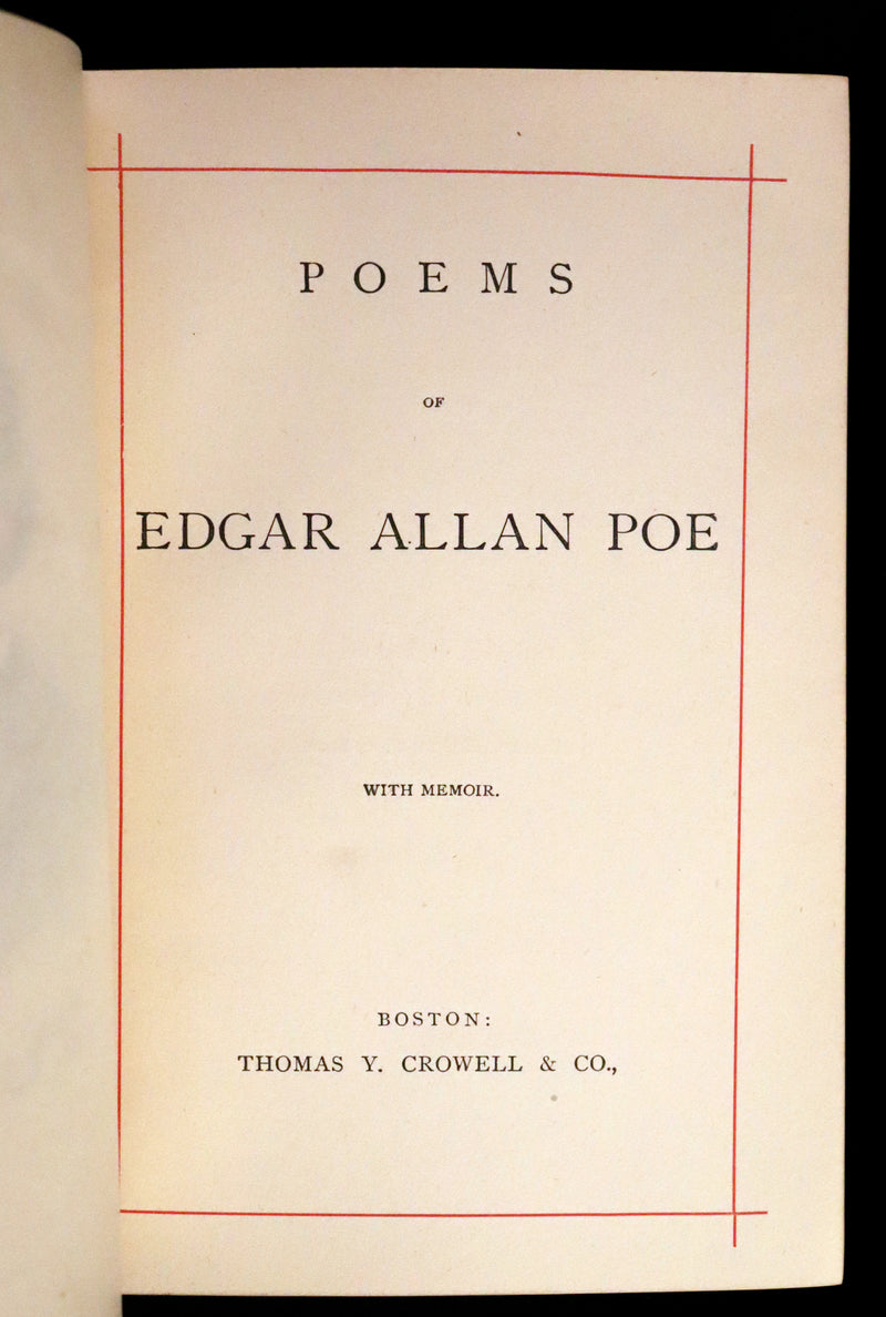 1882 Rare Book - Poems by Edgar Allan POE with Memoir (The Raven, Lenore,...). Illustrated.