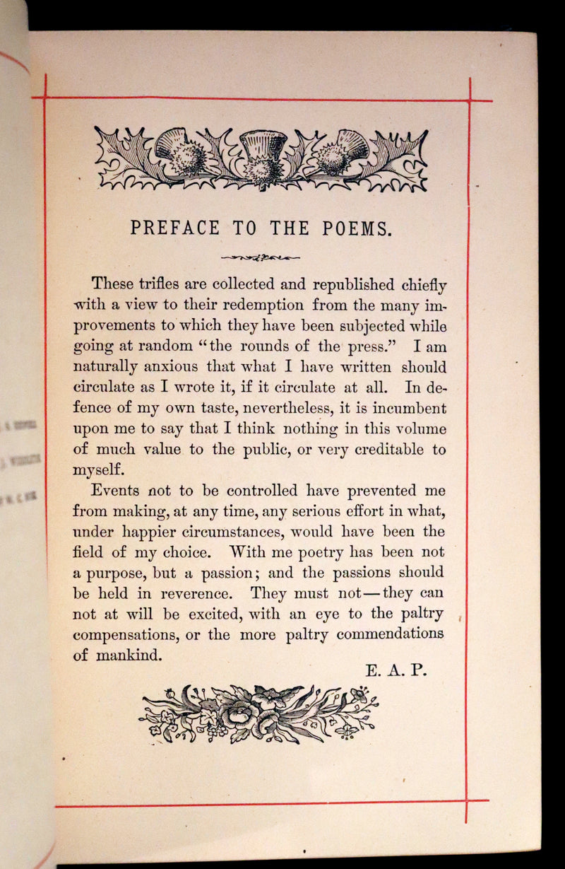 1882 Rare Book - Poems by Edgar Allan POE with Memoir (The Raven, Lenore,...). Illustrated.