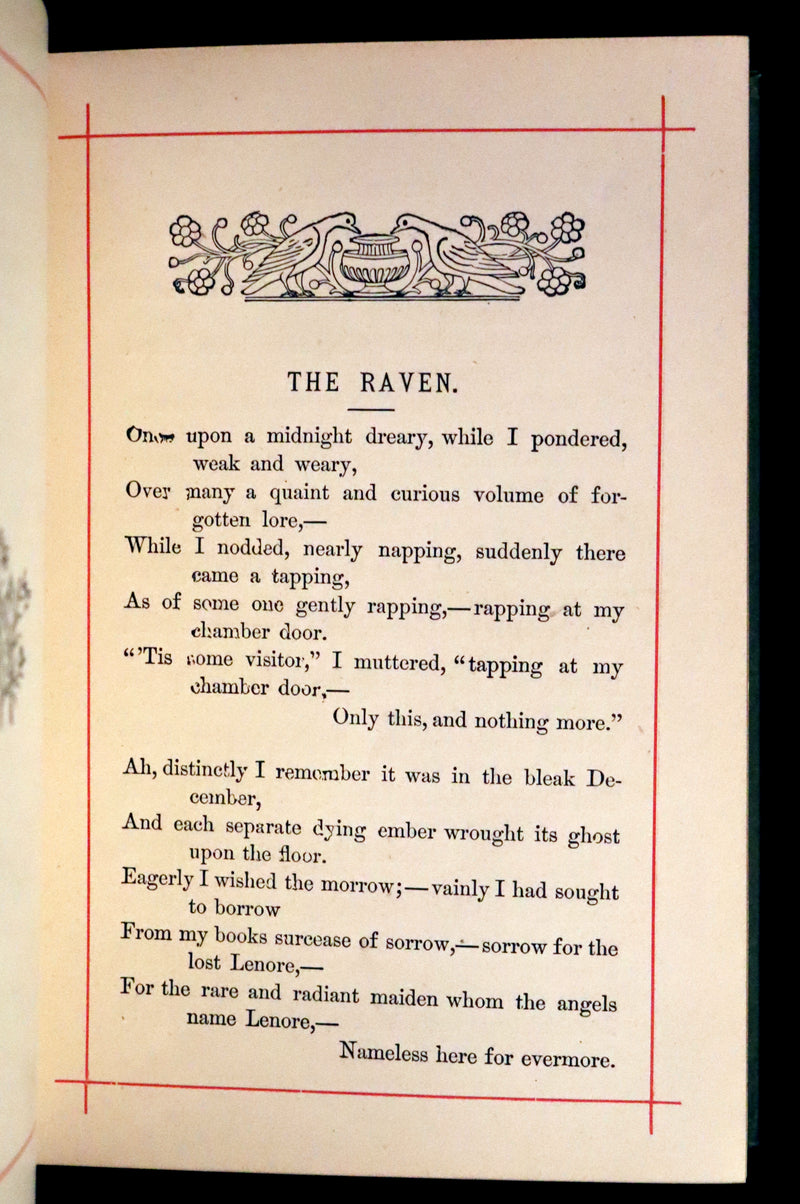 1882 Rare Book - Poems by Edgar Allan POE with Memoir (The Raven, Lenore,...). Illustrated.