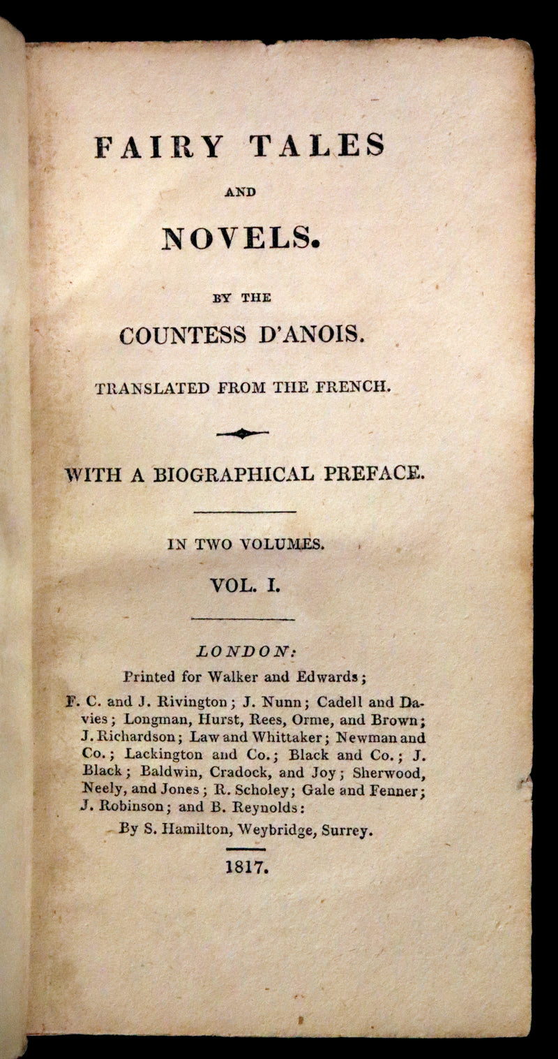 1817 Scarce Book Set - FAIRY TALES and Novels by the Countess d'ANOIS. Beautiful Binding.