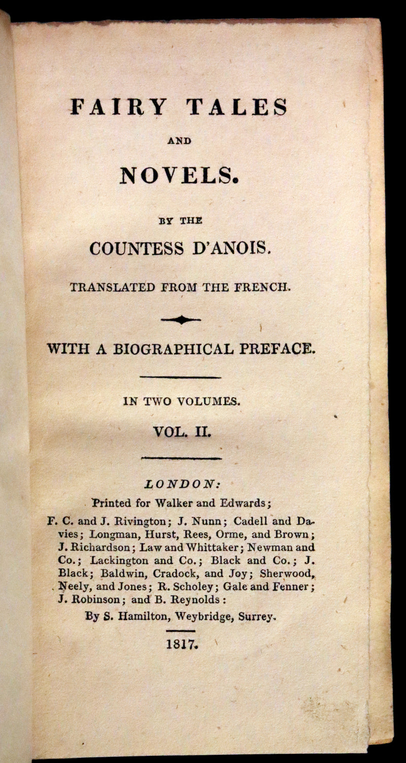1817 Scarce Book Set - FAIRY TALES and Novels by the Countess d'ANOIS. Beautiful Binding.