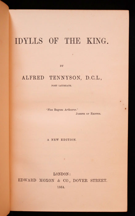 1864 Rare Book on Legend of King Arthur - IDYLLS OF THE KING by Alfred Tennyson.