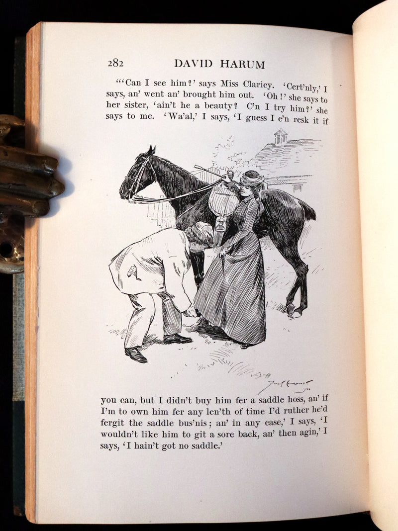 1900 1st Illustrated Edition in a nice binding - David Harum A Story of American Life by Westcott. Horse trading.