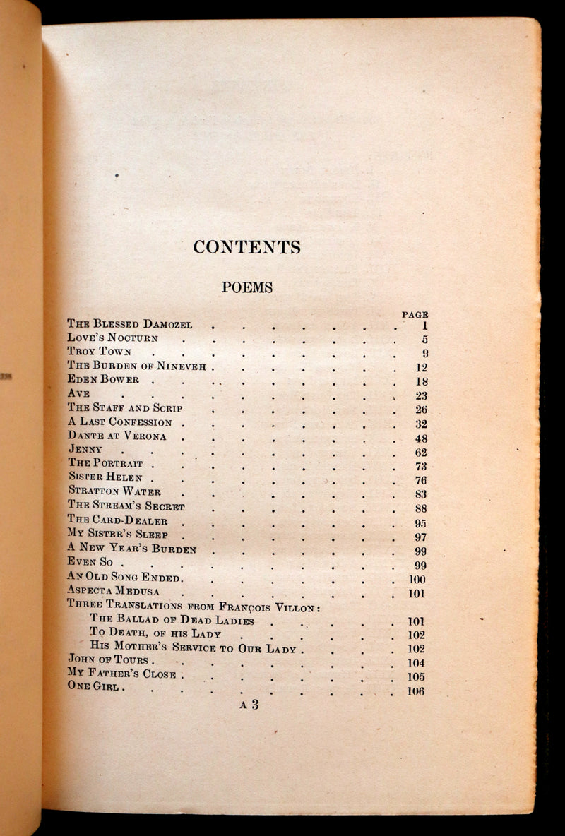 1919 Pre-Raphaelite Book bound by Bayntun - Poems and Translations of Dante Gabriel Rossetti.