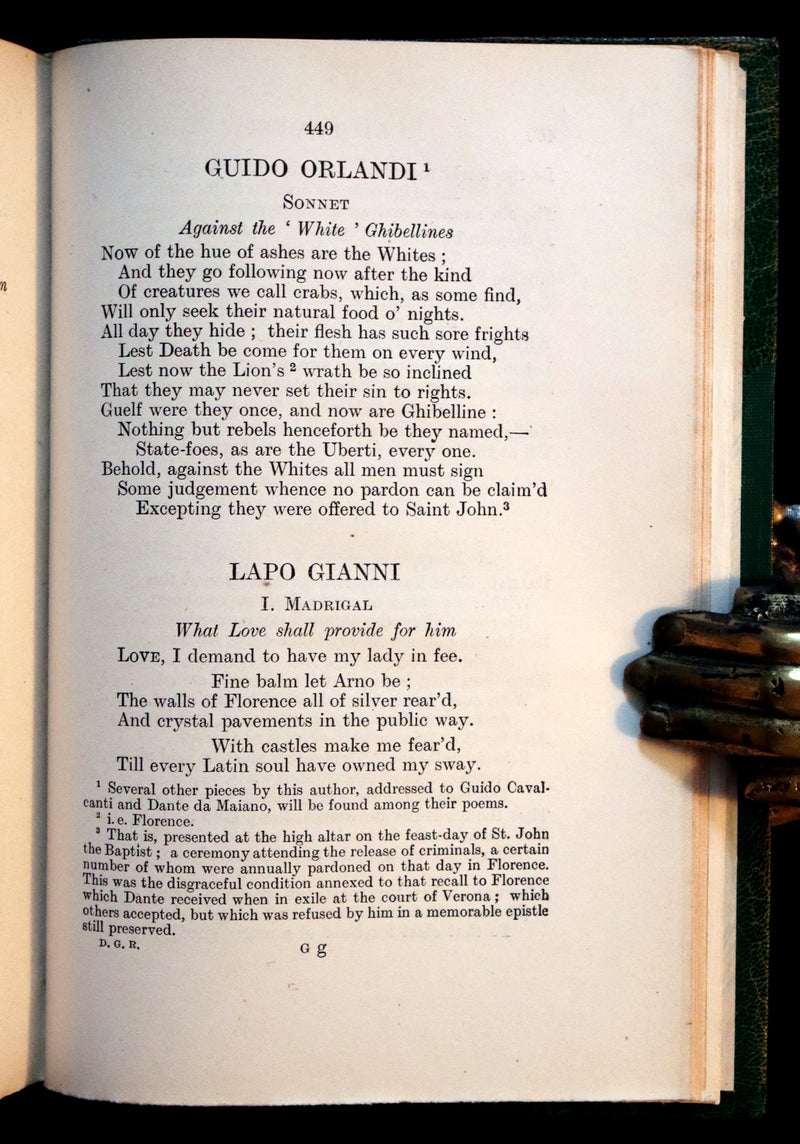 1919 Pre-Raphaelite Book bound by Bayntun - Poems and Translations of Dante Gabriel Rossetti.