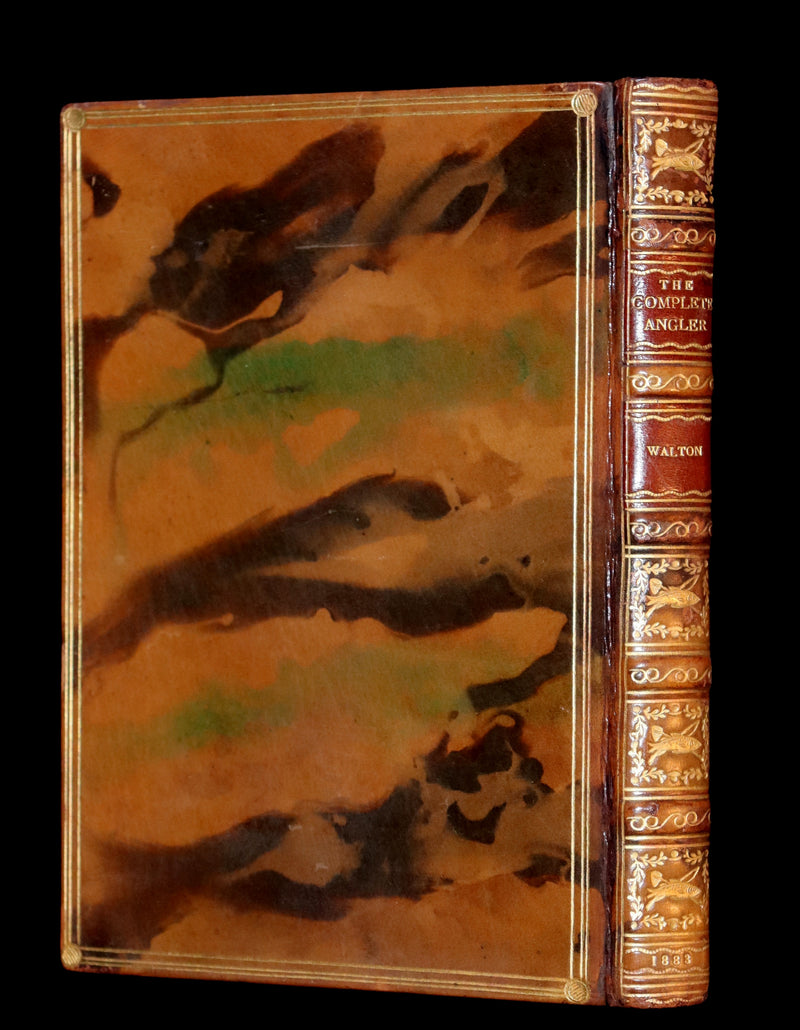 1883 Rare Book in a Riviere Binding - The Complete Angler by Izaak Walton. Facsimile of the 1653 First Edition.