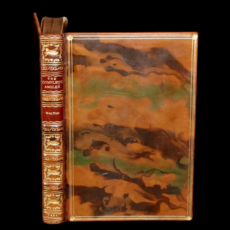 1883 Rare Book in a Riviere Binding - The Complete Angler by Izaak Walton. Facsimile of the 1653 First Edition.
