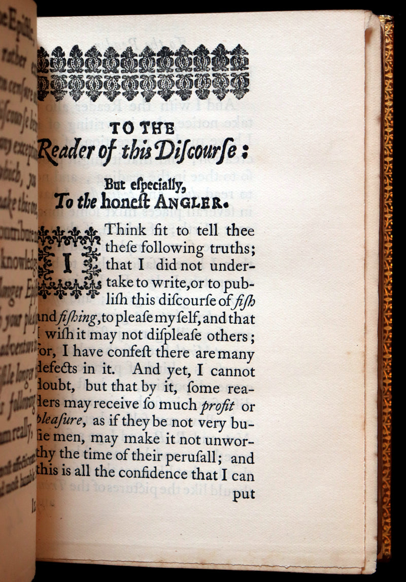 1883 Rare Book in a Riviere Binding - The Complete Angler by Izaak Walton. Facsimile of the 1653 First Edition.