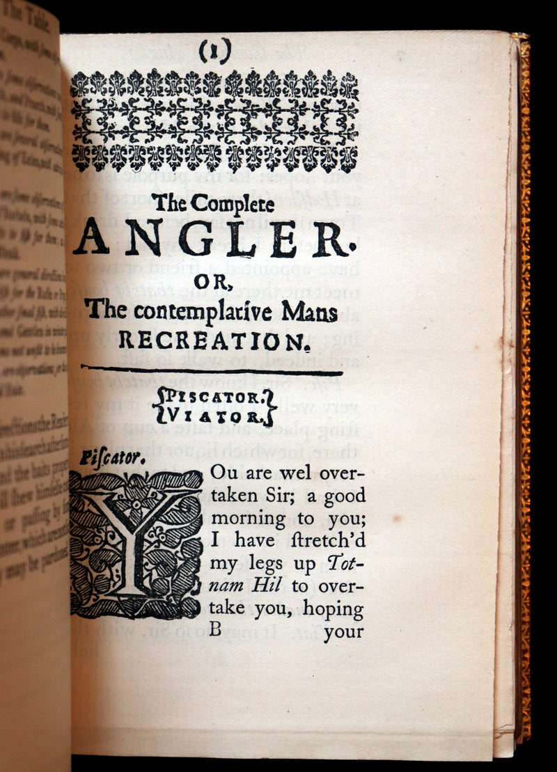 1883 Rare Book in a Riviere Binding - The Complete Angler by Izaak Walton. Facsimile of the 1653 First Edition.