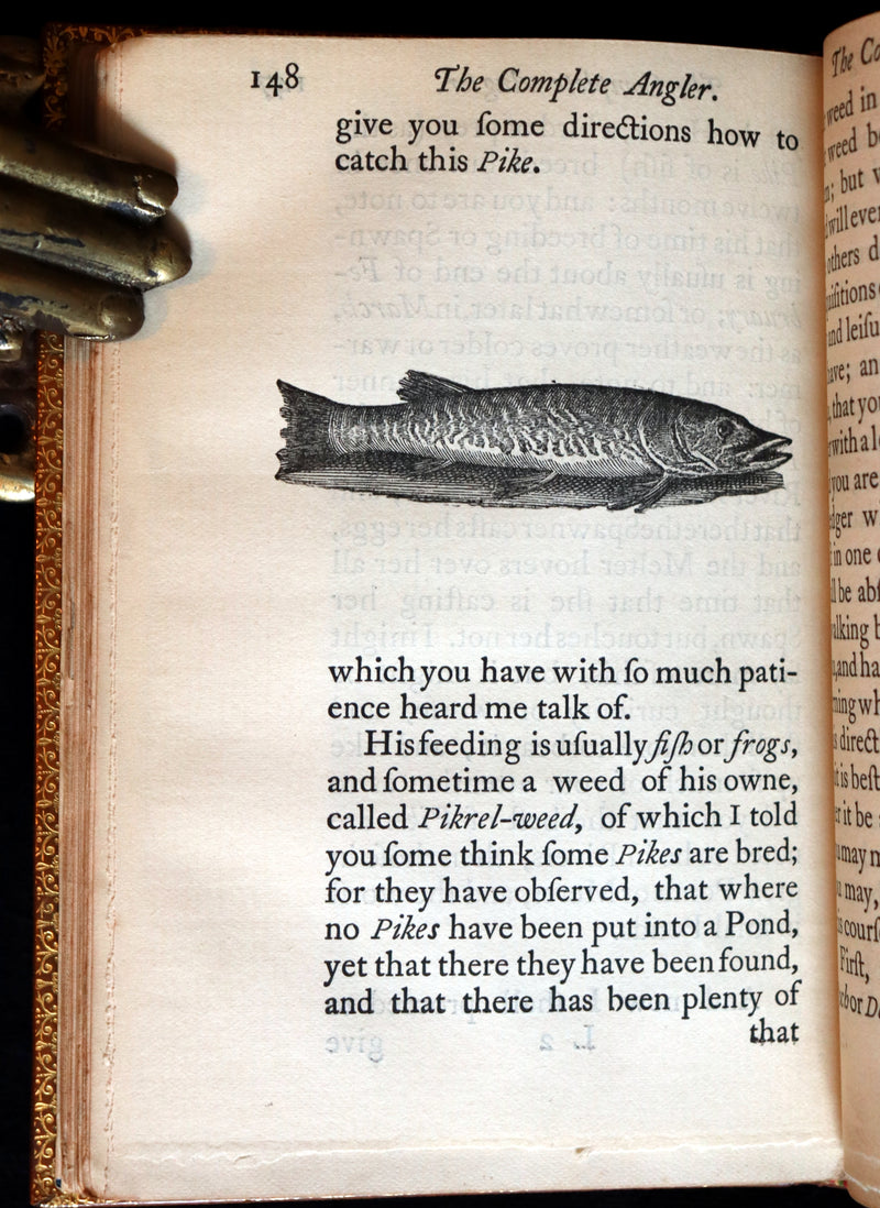 1883 Rare Book in a Riviere Binding - The Complete Angler by Izaak Walton. Facsimile of the 1653 First Edition.