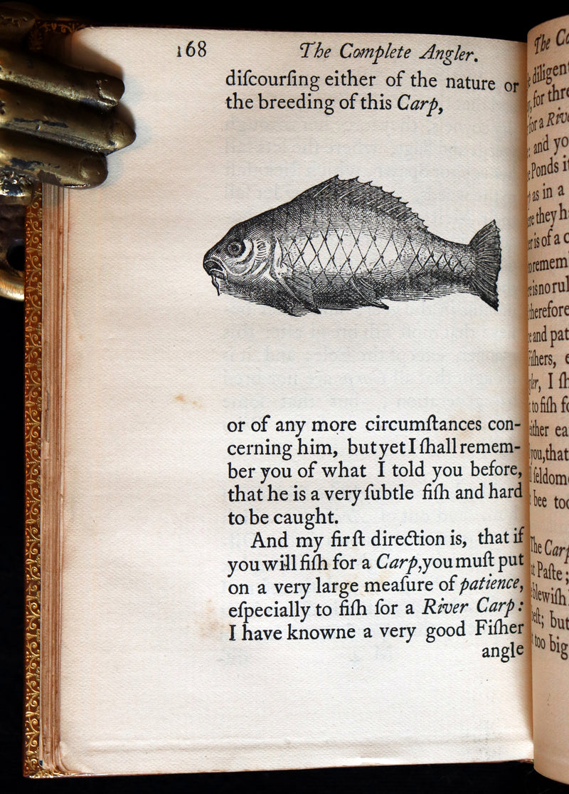 1883 Rare Book in a Riviere Binding - The Complete Angler by Izaak Walton. Facsimile of the 1653 First Edition.