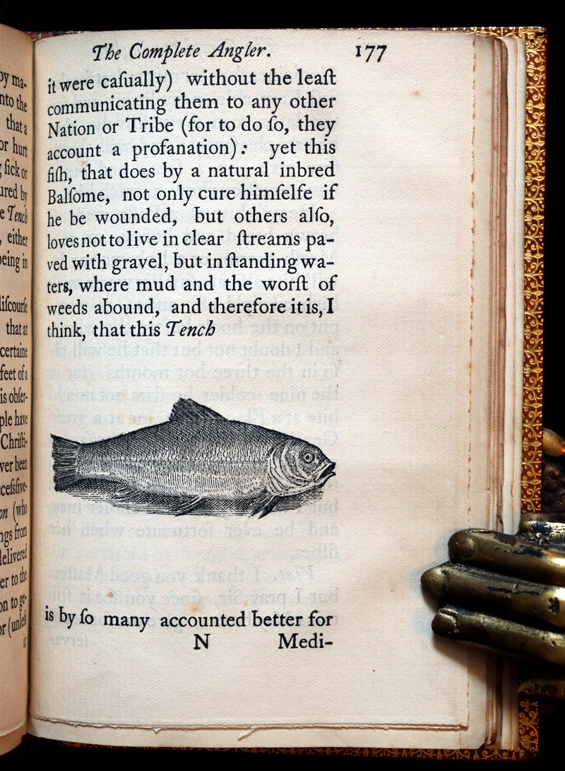 1883 Rare Book in a Riviere Binding - The Complete Angler by Izaak Walton. Facsimile of the 1653 First Edition.