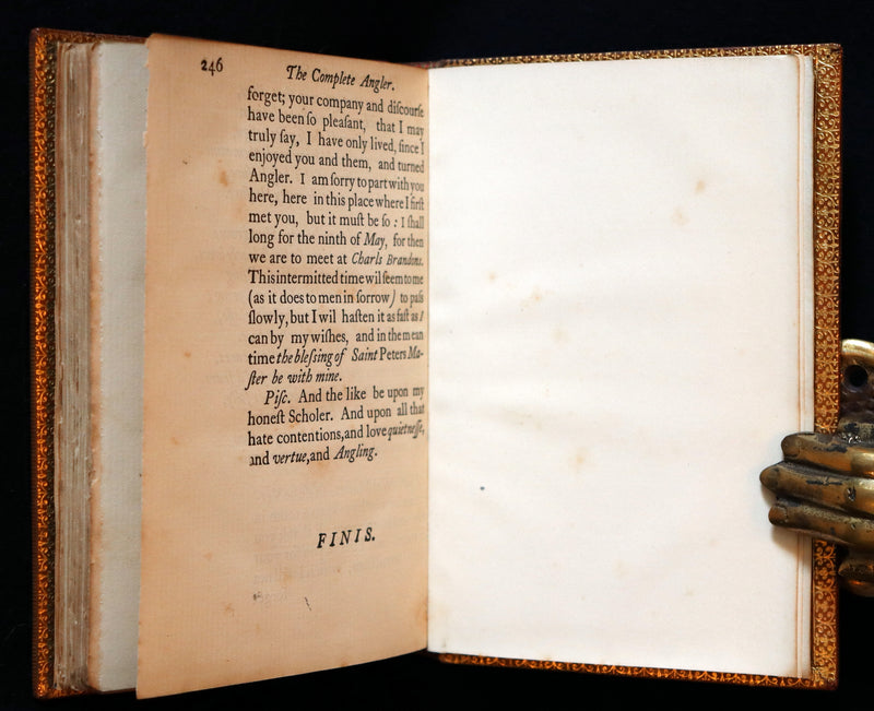 1883 Rare Book in a Riviere Binding - The Complete Angler by Izaak Walton. Facsimile of the 1653 First Edition.