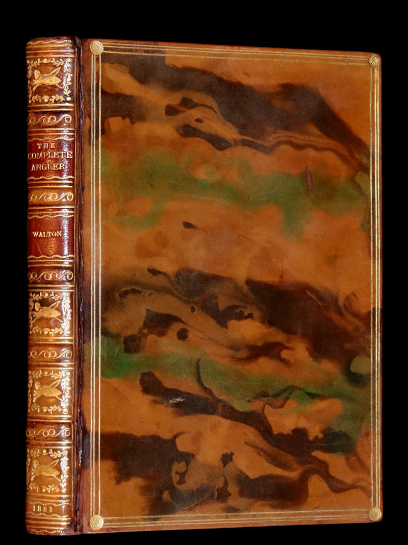 1883 Rare Book in a Riviere Binding - The Complete Angler by Izaak Walton. Facsimile of the 1653 First Edition.