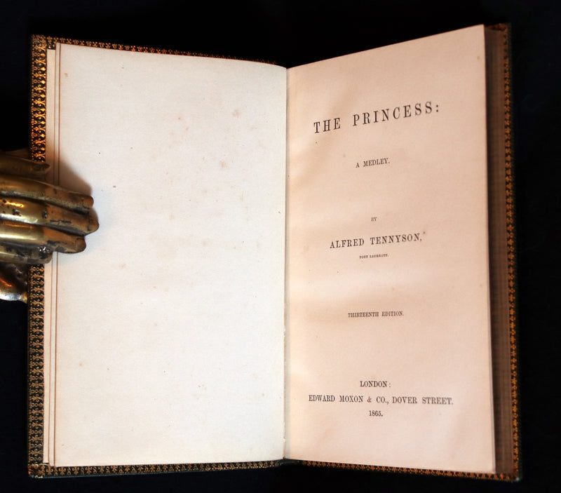 1865 Rare book in a nice calf leather binding - The PRINCESS by Alfred Lord Tennyson.