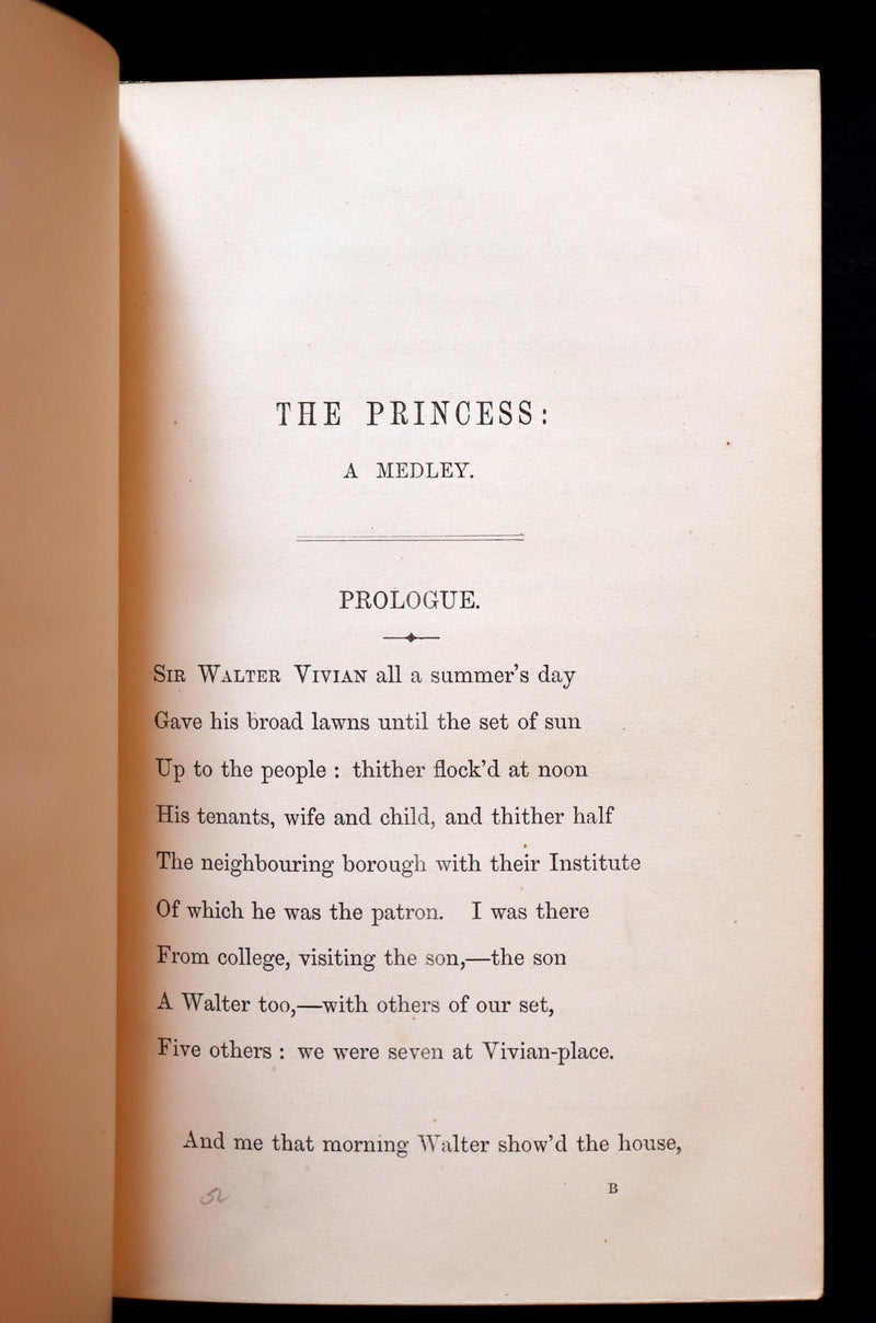 1865 Rare book in a nice calf leather binding - The PRINCESS by Alfred Lord Tennyson.
