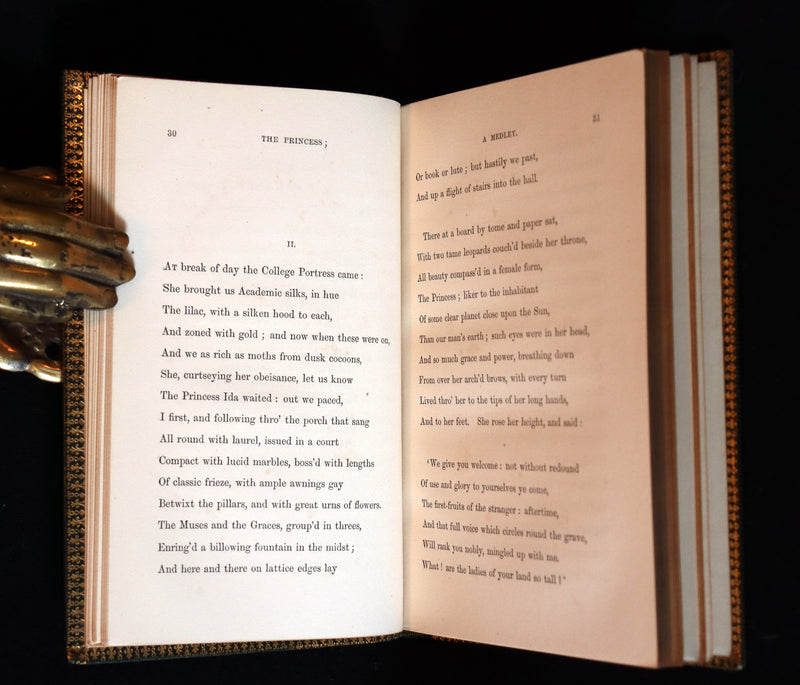 1865 Rare book in a nice calf leather binding - The PRINCESS by Alfred Lord Tennyson.