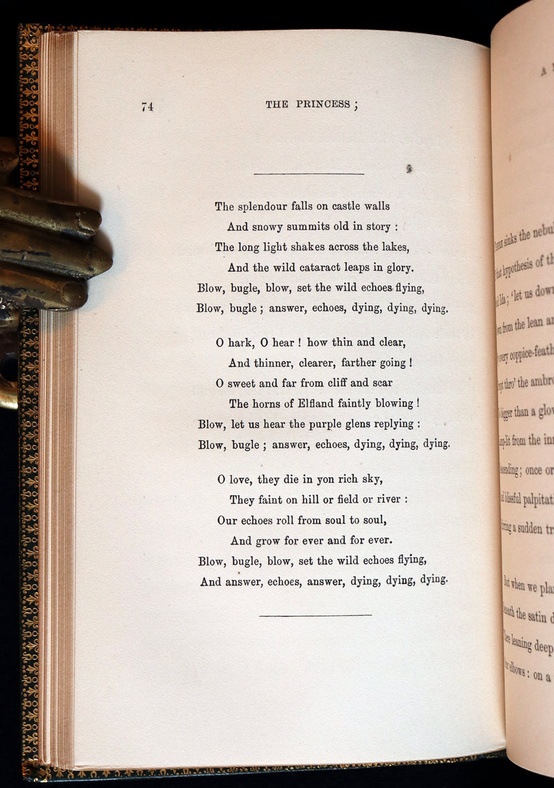 1865 Rare book in a nice calf leather binding - The PRINCESS by Alfred Lord Tennyson.