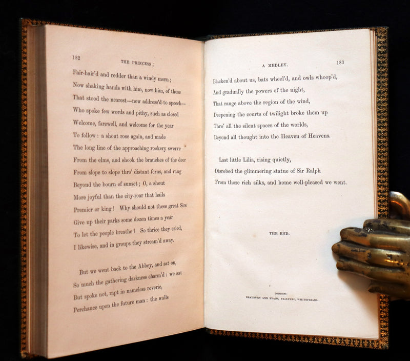 1865 Rare book in a nice calf leather binding - The PRINCESS by Alfred Lord Tennyson.