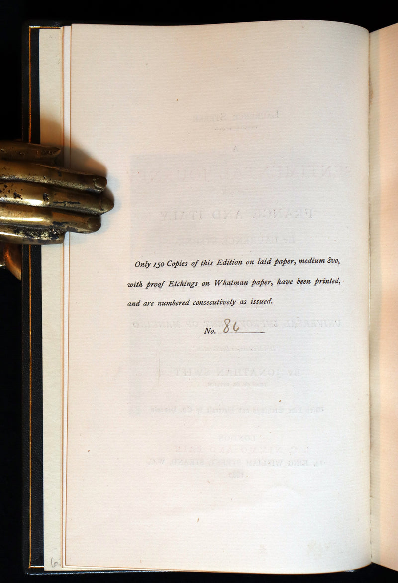 1882 Illustrated Edition bound by ASPREY - SENTIMENTAL JOURNEY THROUGH FRANCE AND ITALY.