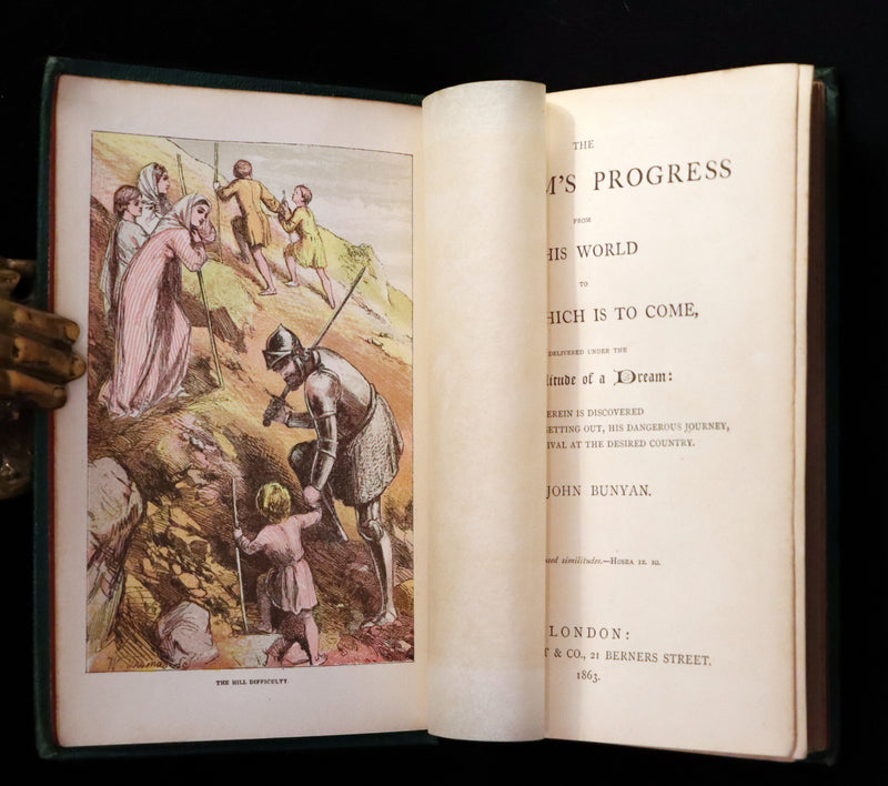 1863 Rare Color illustrated Victorian Book - The Pilgrim's Progress by John Bunyan.