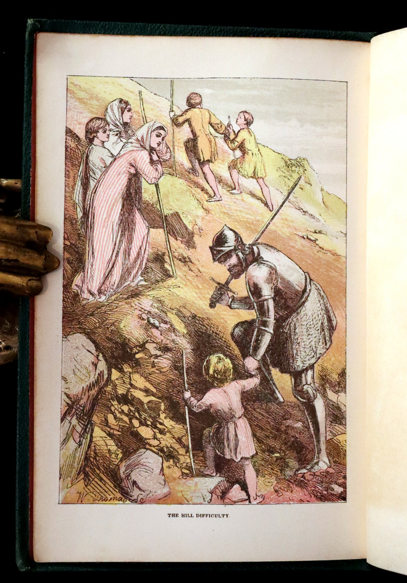 1863 Rare Color illustrated Victorian Book - The Pilgrim's Progress by John Bunyan.