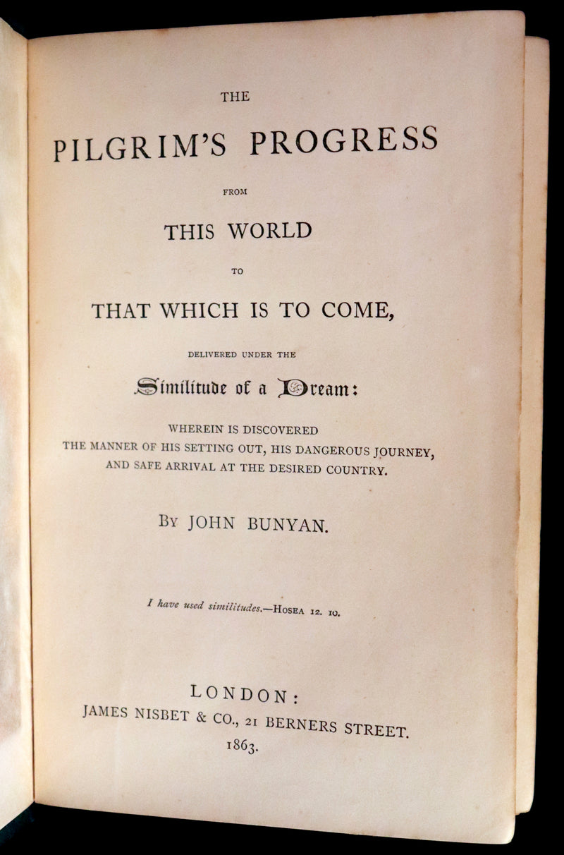 1863 Rare Color illustrated Victorian Book - The Pilgrim's Progress by John Bunyan.