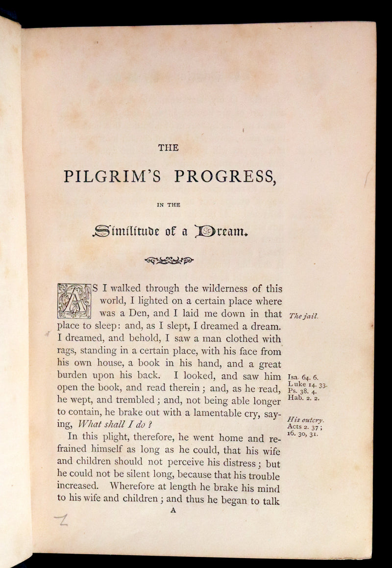 1863 Rare Color illustrated Victorian Book - The Pilgrim's Progress by John Bunyan.