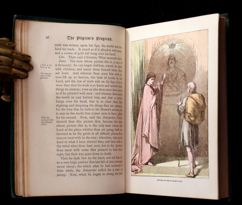 1863 Rare Color illustrated Victorian Book - The Pilgrim's Progress by John Bunyan.