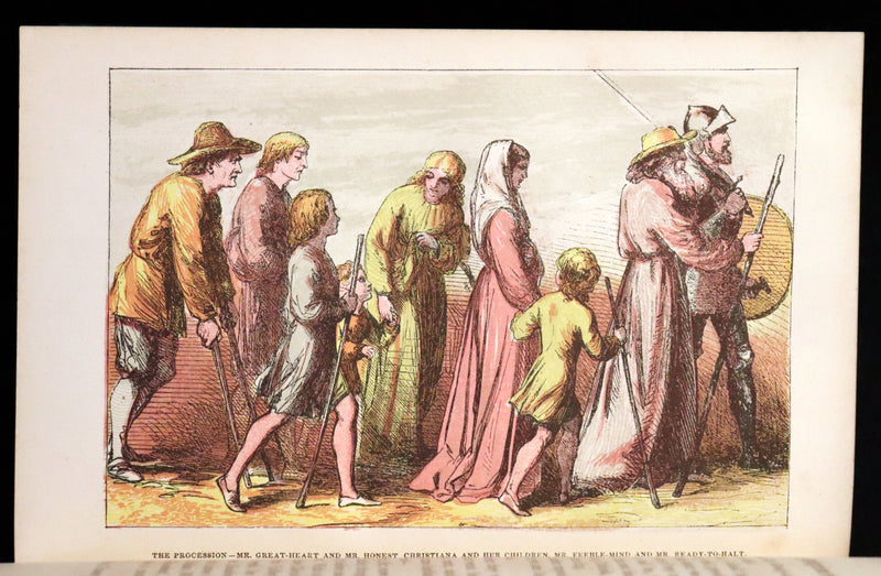 1863 Rare Color illustrated Victorian Book - The Pilgrim's Progress by John Bunyan.