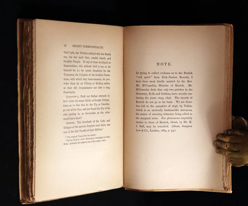 1893 Scarce Book - The Secret Commonwealth of Elves Fauns & Fairies by Robert Kirk.
