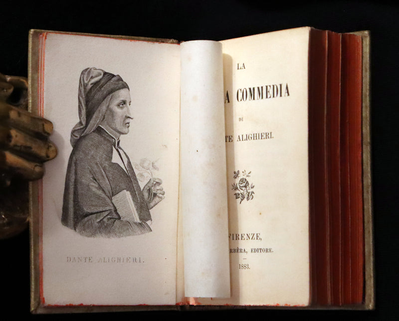 1883 Rare Italian Vellum Book - La Divina Commedia di DANTE ALIGHIERI - Divine Comedy.