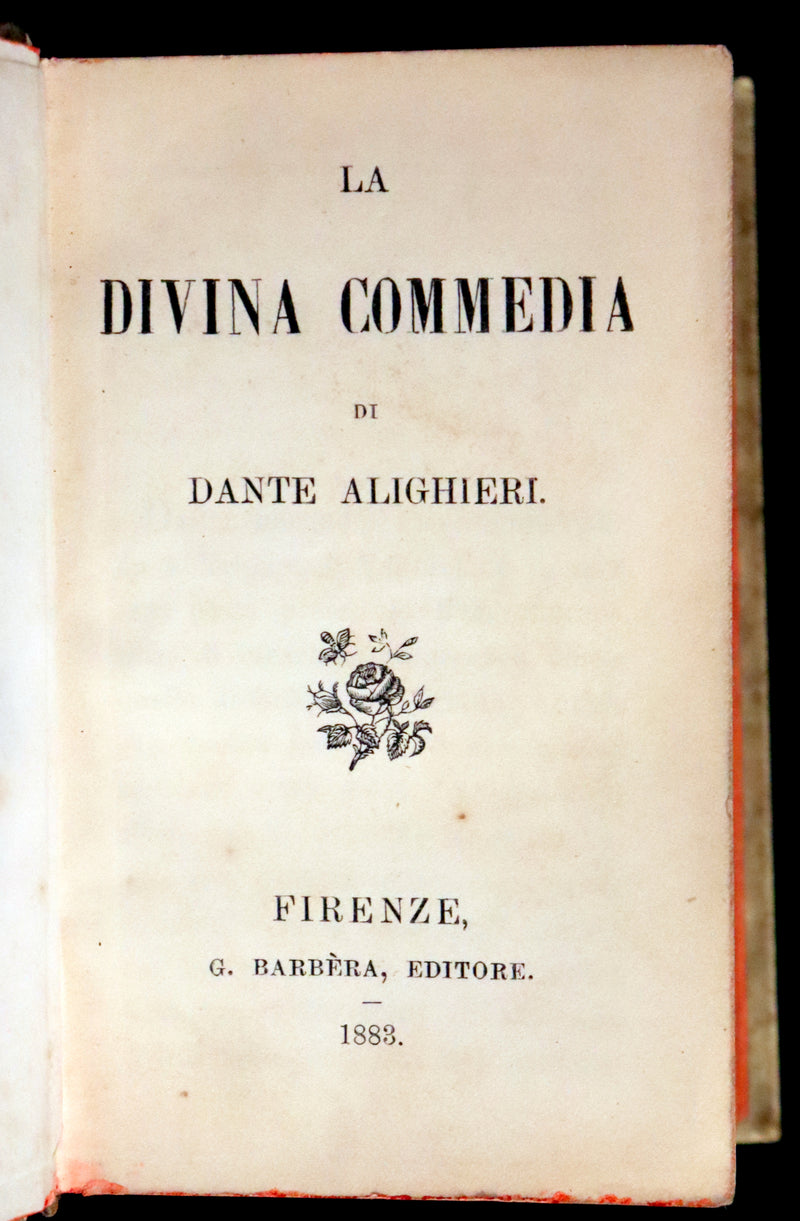 1883 Rare Italian Vellum Book - La Divina Commedia di DANTE ALIGHIERI - Divine Comedy.